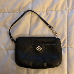 Coach Wristlet Black Leather Silk Interior